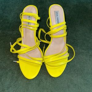 Yellow Steve Madden tie up heels